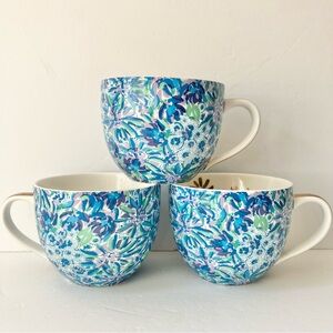 Lilly Pulitzer Blue High Maintenance Coffee Mugs Set of 3
